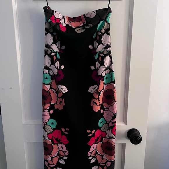 Express Strapless black & floral dress. Worn twice - Picture 1 of 4